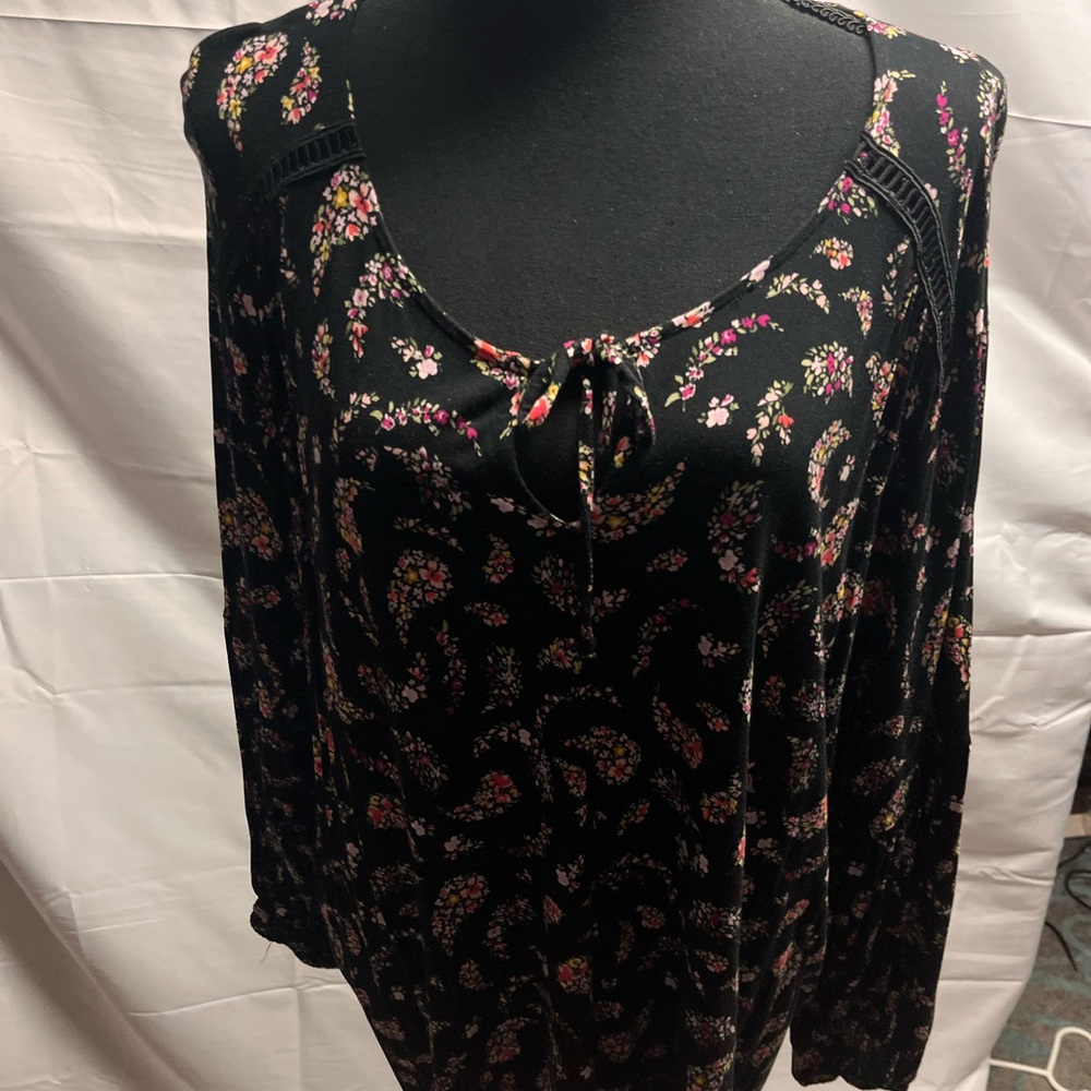 Old Navy Black Floral Blouse